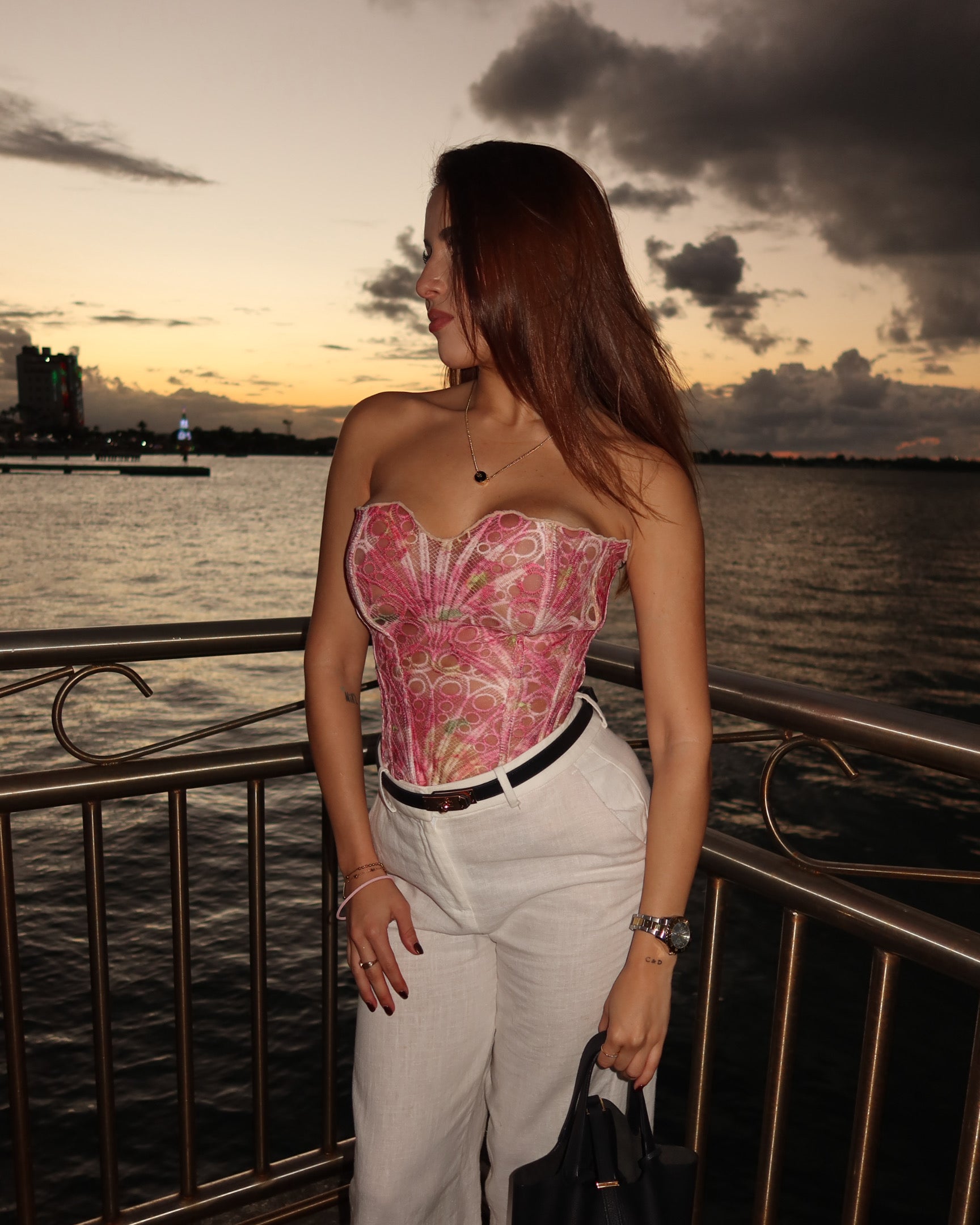 Rosé Couture Lace-Up Corset