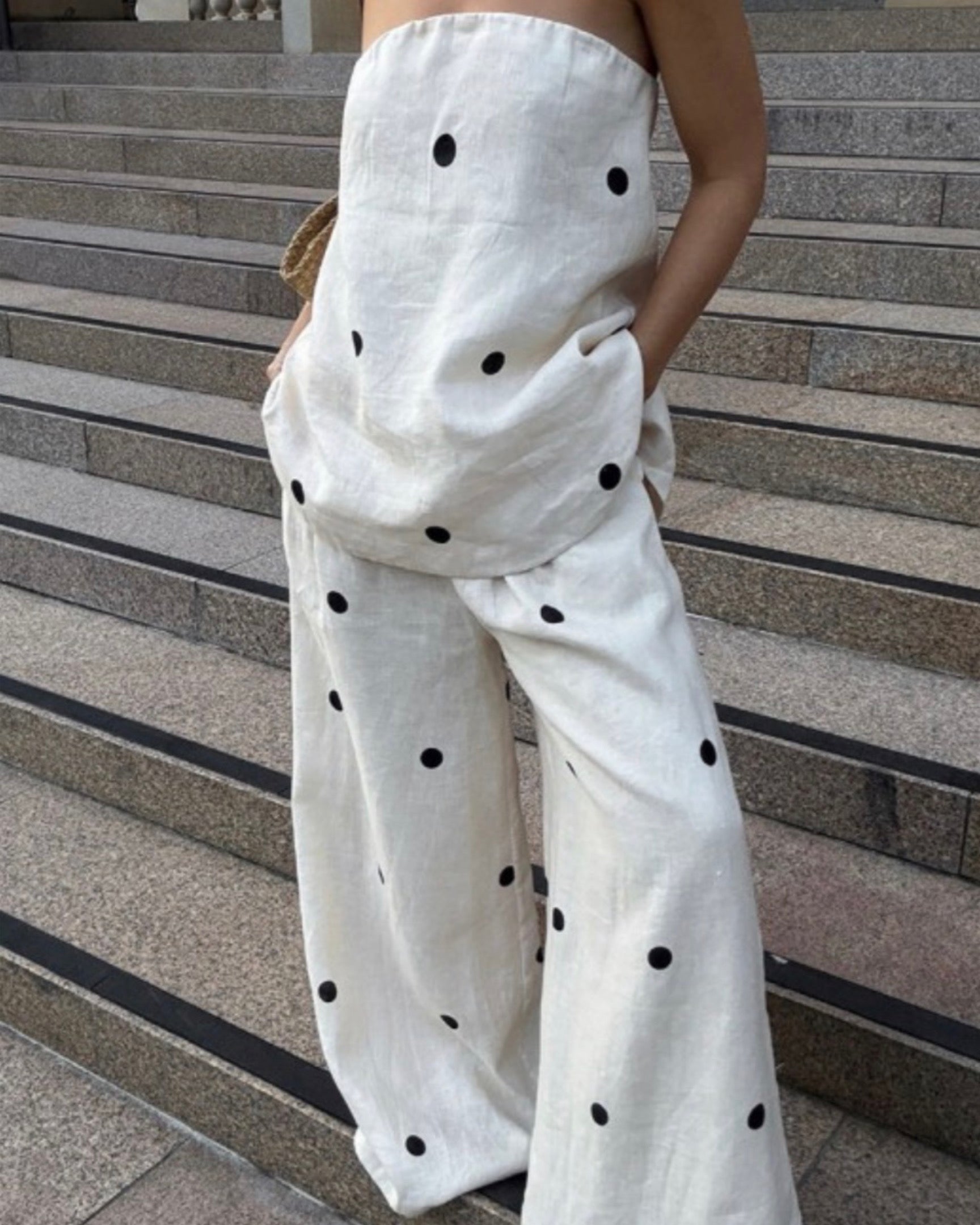 Polka Breeze Strapless Set