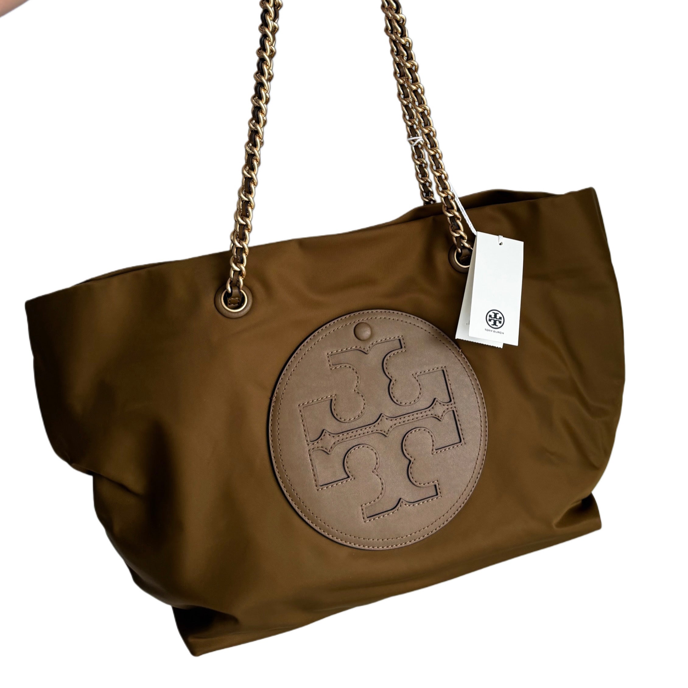 Authentic Tory Burch Ella Chain Tote Bag – Caramel Color – New